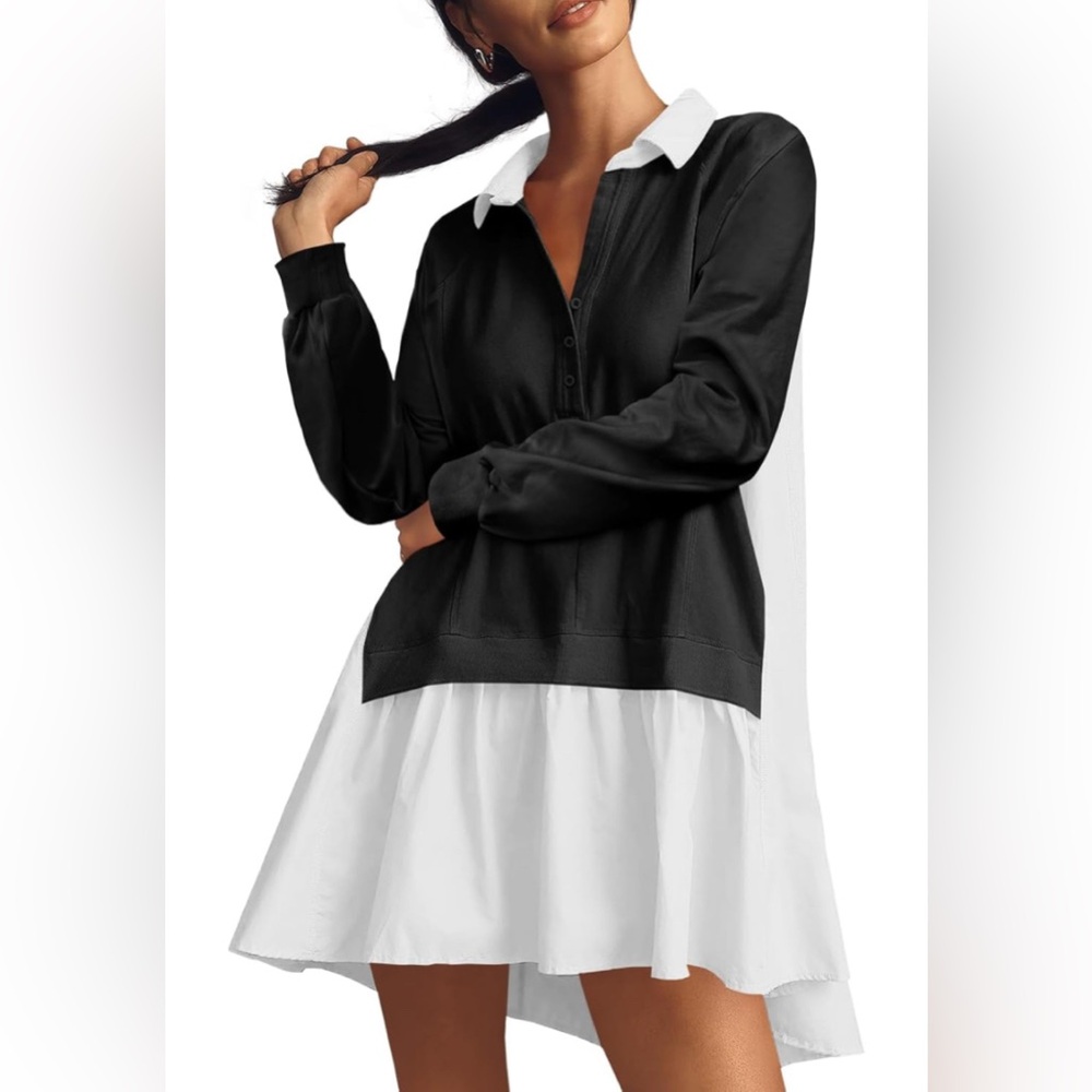 Amazon Women's Black and White Long Sleeve Dress